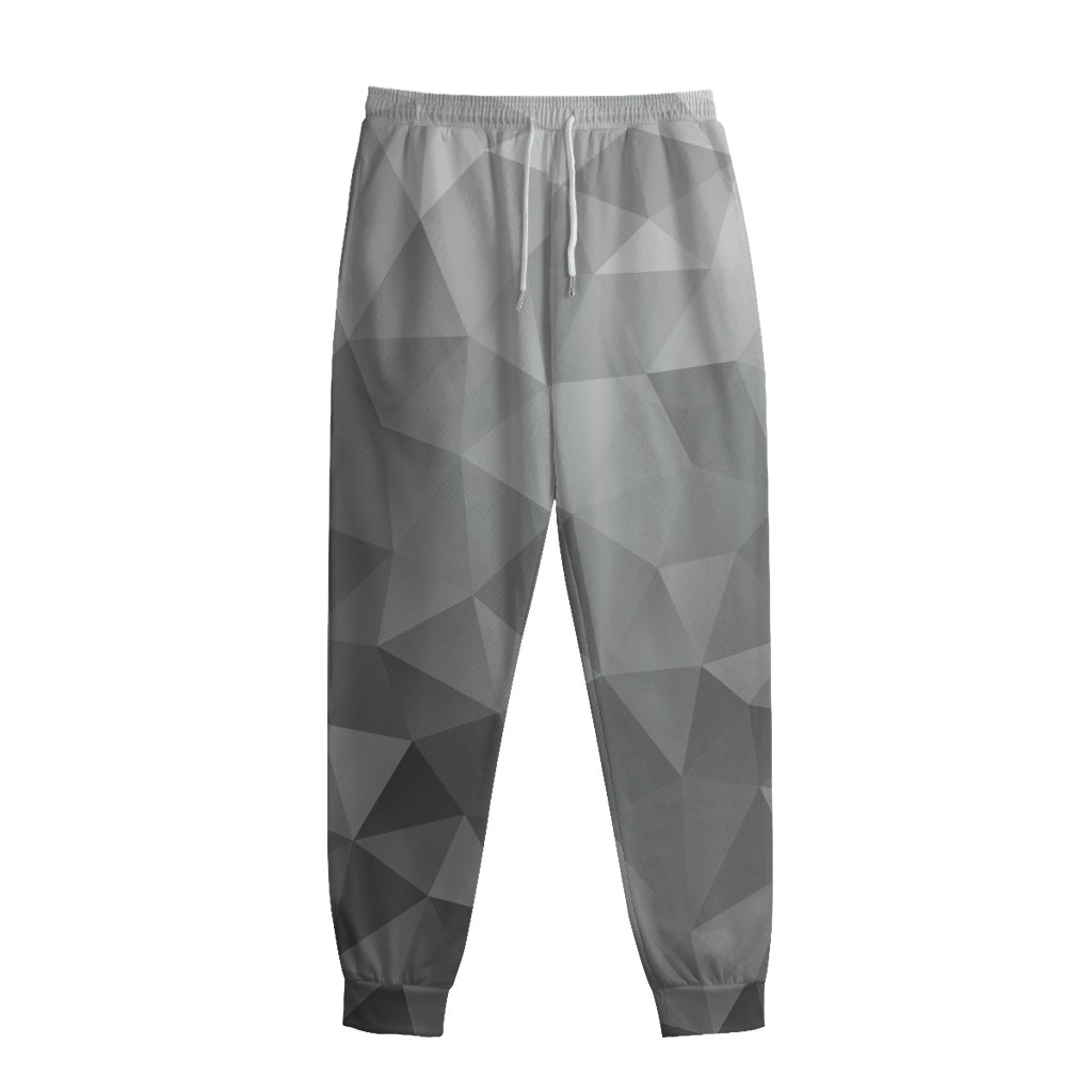 Grey Polygonal Geometric Print Sweatpants