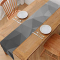 Grey Polygonal Geometric Print Table Runner