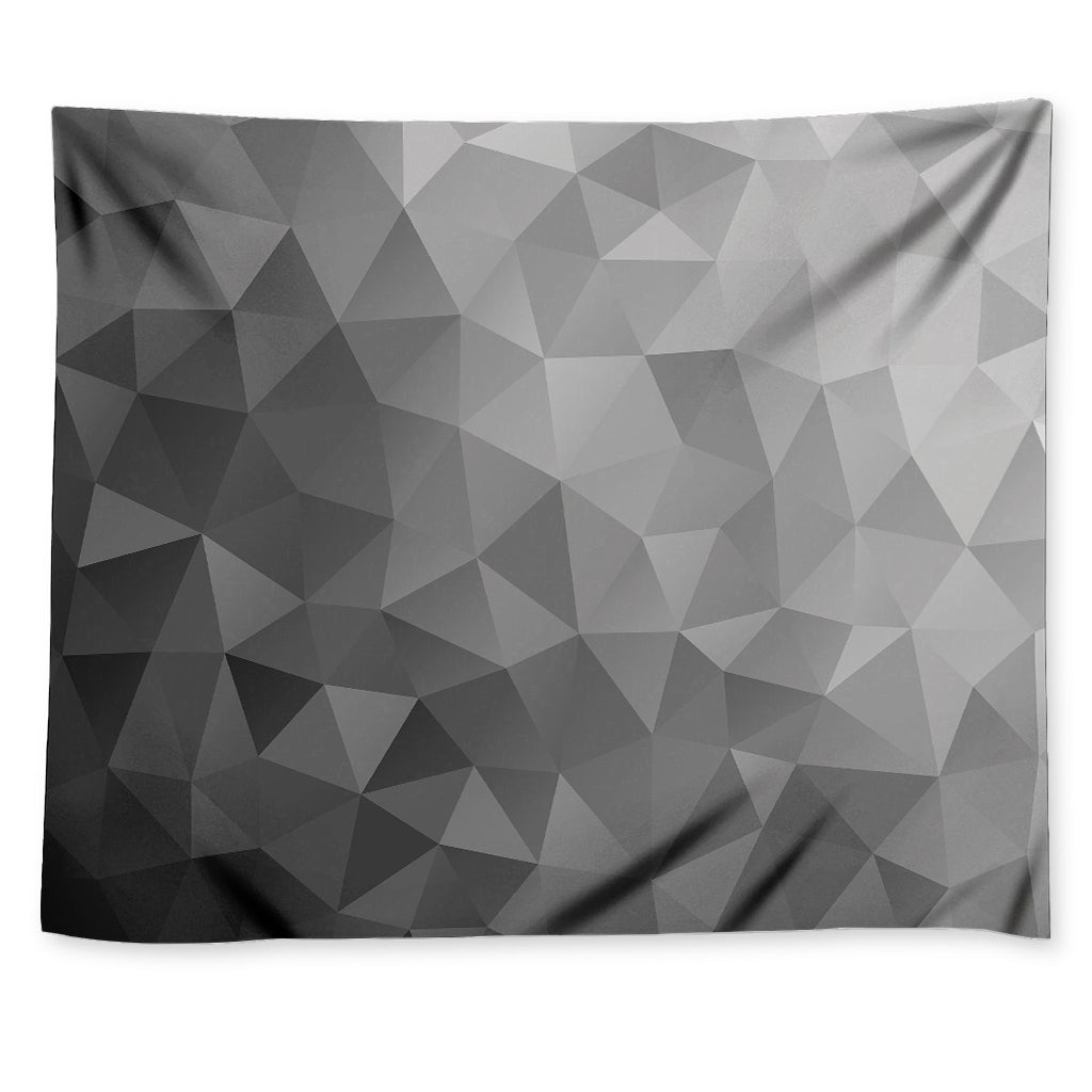 Grey Polygonal Geometric Print Tapestry