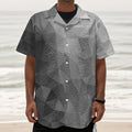 Grey Polygonal Geometric Print Textured Short Sleeve Shirt