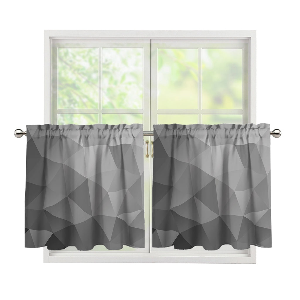 Grey Polygonal Geometric Print Tier Curtains
