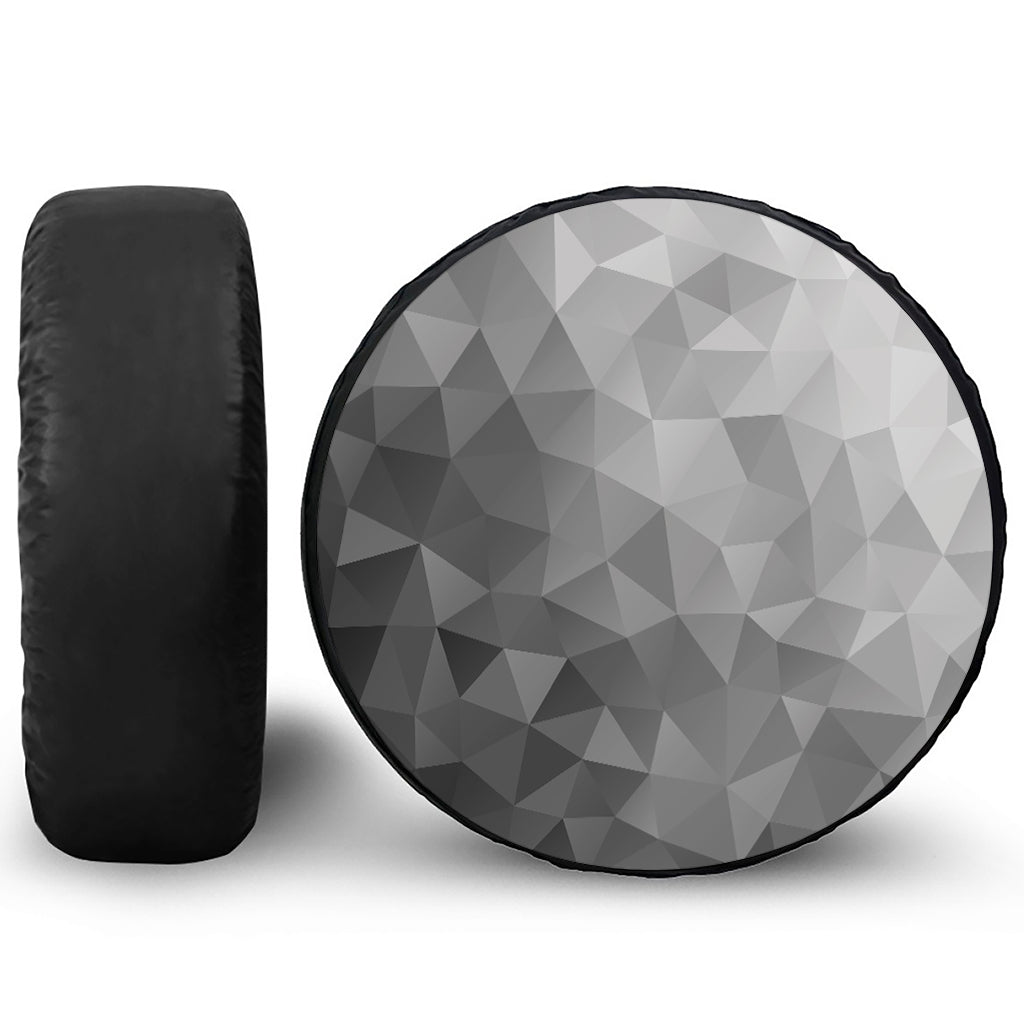 Grey Polygonal Geometric Print Tire Cover