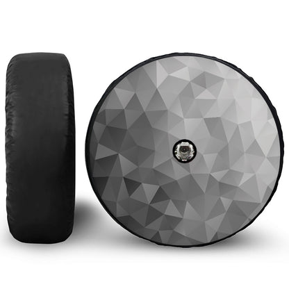 Grey Polygonal Geometric Print Tire Cover With Camera Hole