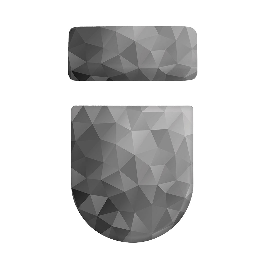 Grey Polygonal Geometric Print Toilet Lid And Tank Cover Set