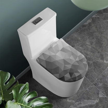 Grey Polygonal Geometric Print Toilet Lid Cover