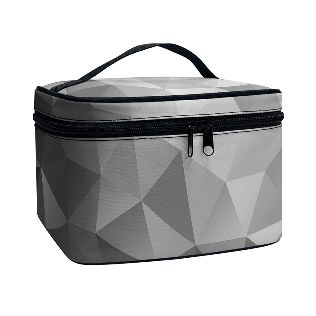 Grey Polygonal Geometric Print Travel Makeup Bag