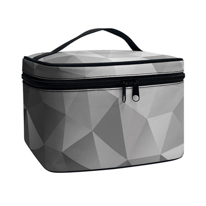 Grey Polygonal Geometric Print Travel Makeup Bag
