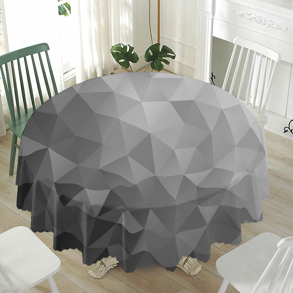 Grey Polygonal Geometric Print Waterproof Round Tablecloth