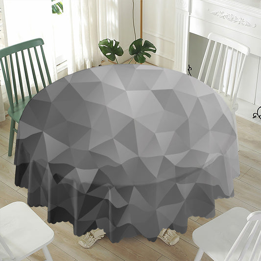 Grey Polygonal Geometric Print Waterproof Round Tablecloth
