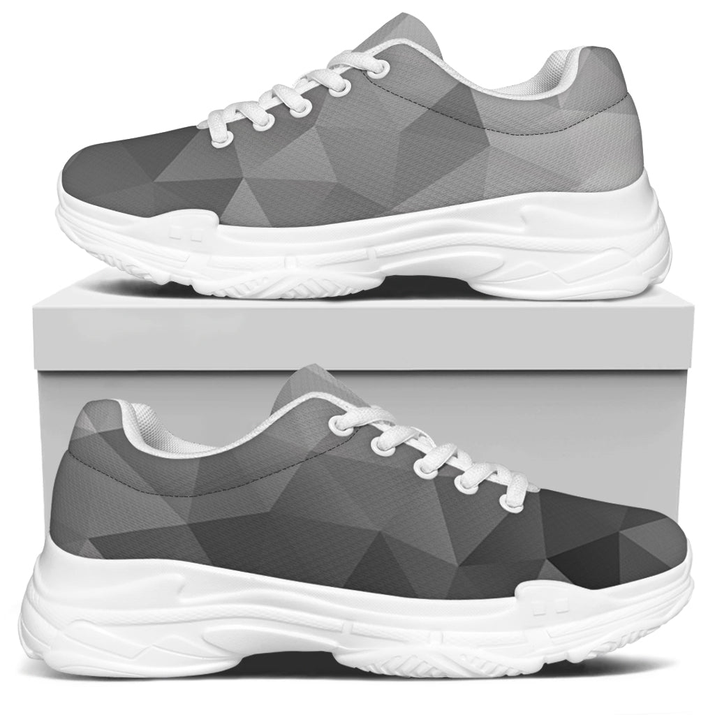 Grey Polygonal Geometric Print White Chunky Shoes