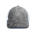 Grey Polygonal Geometric Print White Mesh Trucker Hat