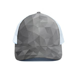 Grey Polygonal Geometric Print White Mesh Trucker Cap