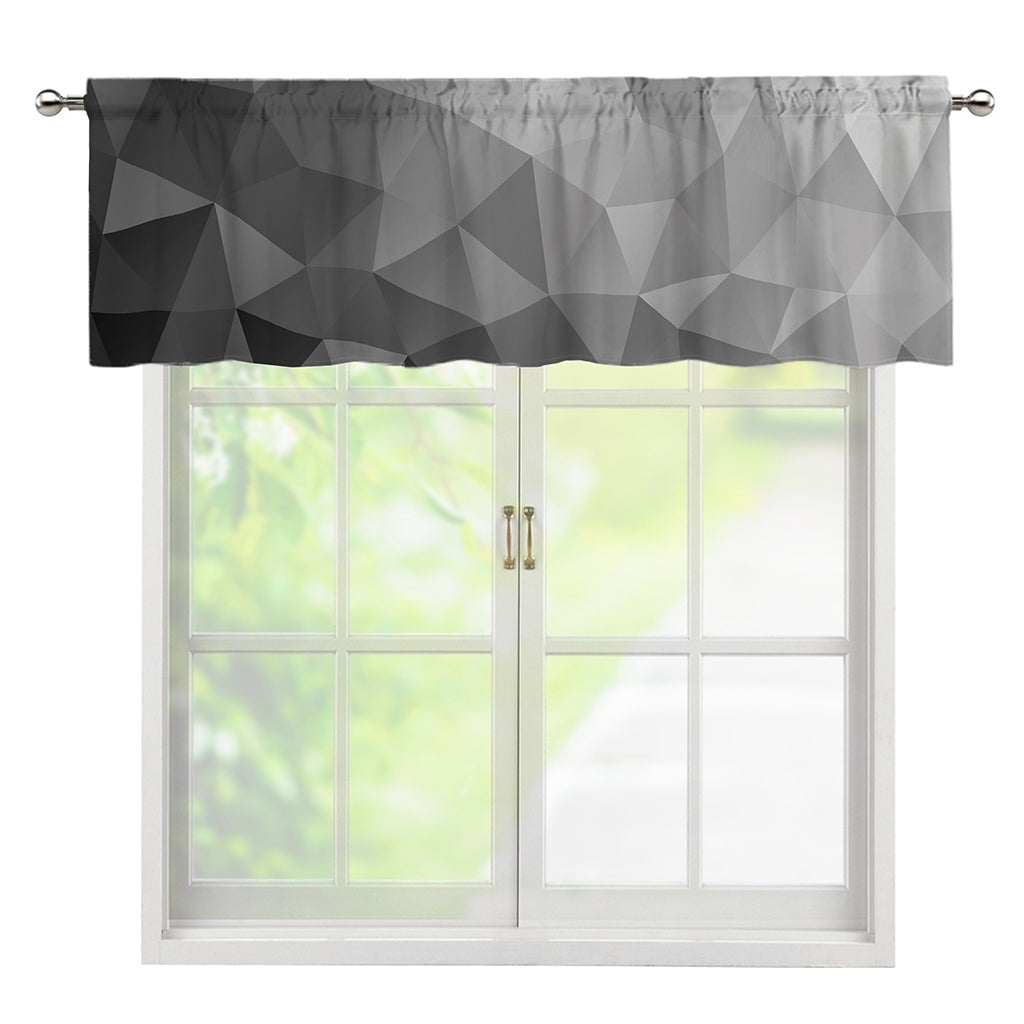 Grey Polygonal Geometric Print Window Valance