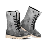 Grey Polygonal Geometric Print Winter Boots