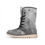 Grey Polygonal Geometric Print Winter Boots