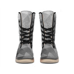 Grey Polygonal Geometric Print Winter Boots