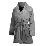Grey Polygonal Geometric Print Women's Bathrobe