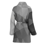 Grey Polygonal Geometric Print Women's Bathrobe