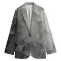 Grey Polygonal Geometric Print Women's Blazer