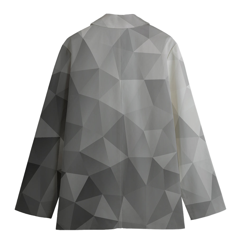 Grey Polygonal Geometric Print Women's Blazer