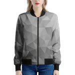 Grey Polygonal Geometric Print Women's Bomber Jacket