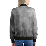 Grey Polygonal Geometric Print Women's Bomber Jacket