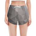 Grey Polygonal Geometric Print Women's Split Running Shorts