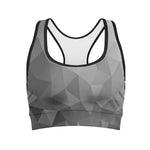 Grey Polygonal Geometric Print Women's Sports Bra