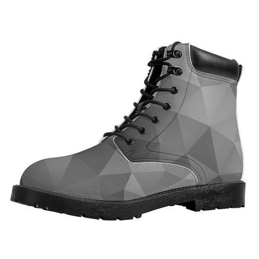 Grey Polygonal Geometric Print Work Boots