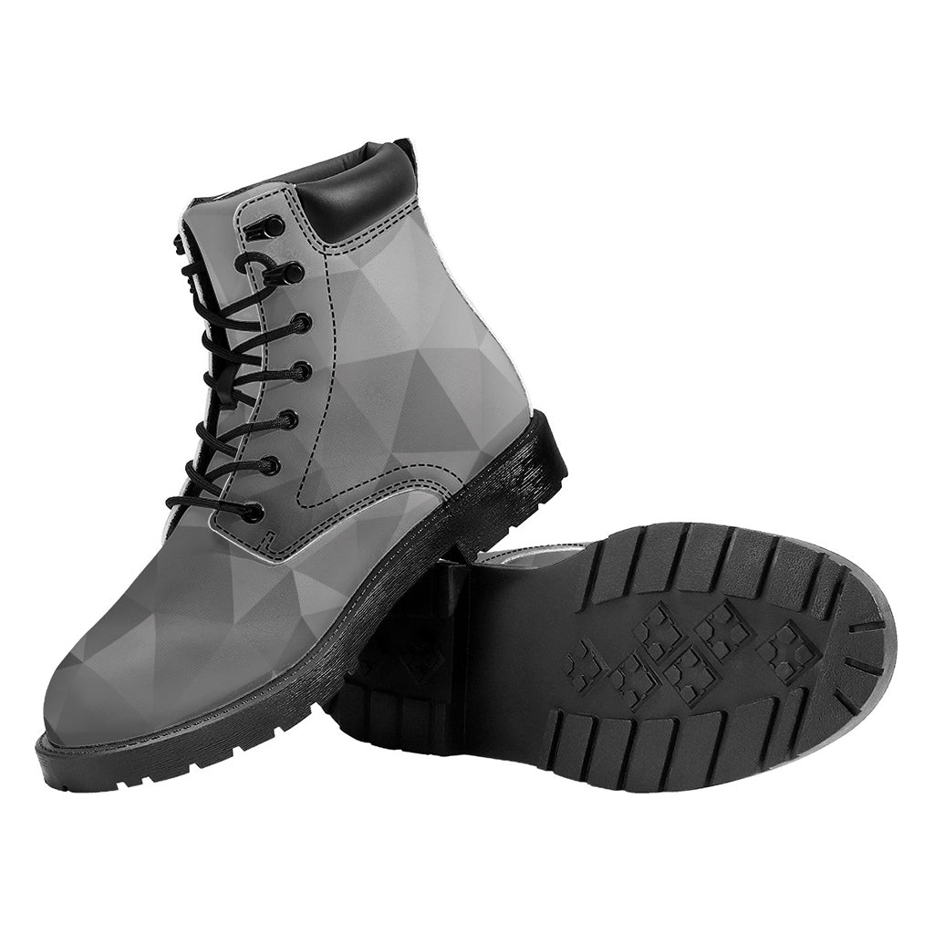 Grey Polygonal Geometric Print Work Boots