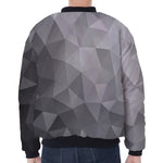 Grey Polygonal Geometric Print Zip Sleeve Bomber Jacket