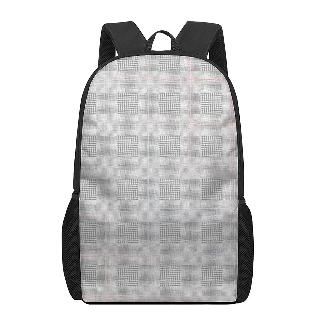 Grey Prince of Wales Check Print 17 Inch Backpack
