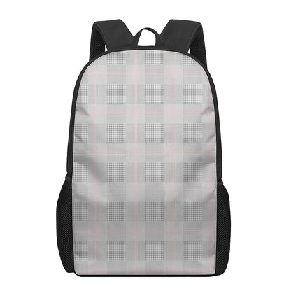 Grey Prince of Wales Check Print 17 Inch Backpack