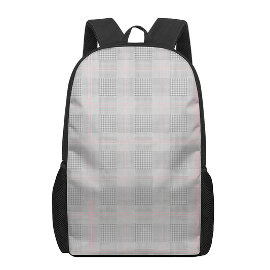 Grey Prince of Wales Check Print 17 Inch Backpack