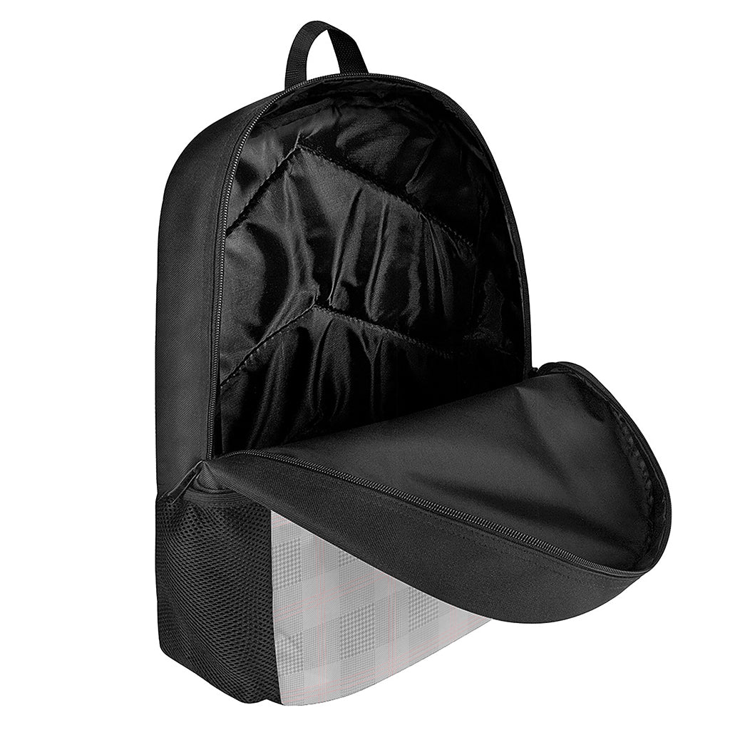 Grey Prince of Wales Check Print 17 Inch Backpack