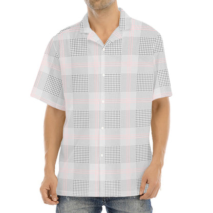 Grey Prince of Wales Check Print Aloha Shirt