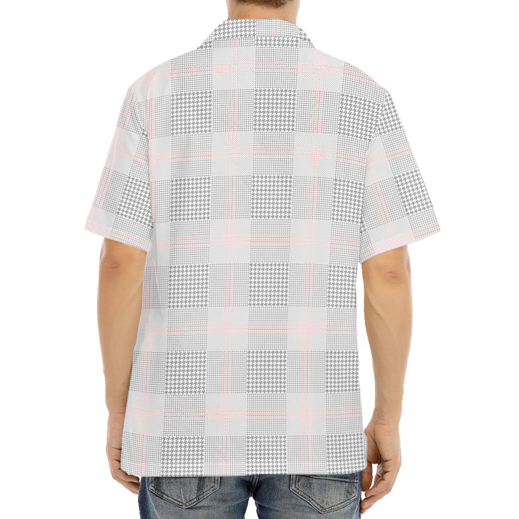 Grey Prince of Wales Check Print Aloha Shirt