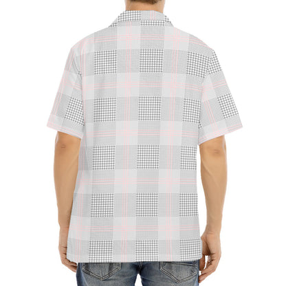Grey Prince of Wales Check Print Aloha Shirt