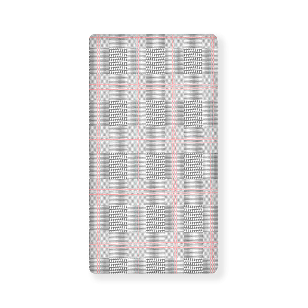 Grey Prince of Wales Check Print Baby Crib Sheet