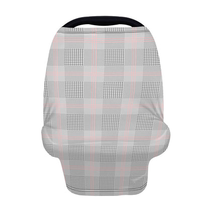 Grey Prince of Wales Check Print Baby Seat Cover