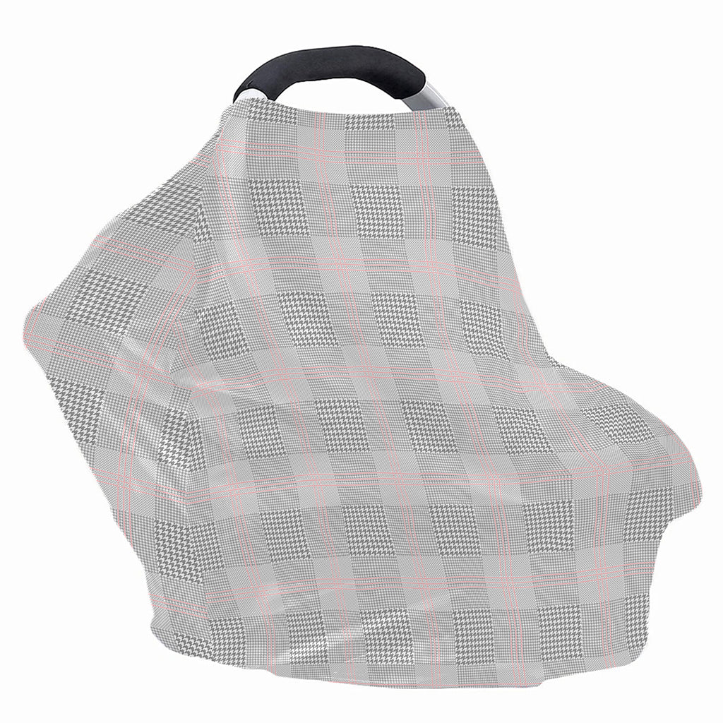 Grey Prince of Wales Check Print Baby Seat Cover