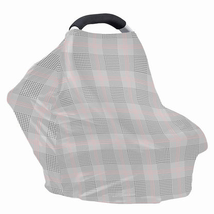 Grey Prince of Wales Check Print Baby Seat Cover