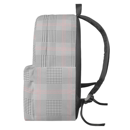 Grey Prince of Wales Check Print Backpack