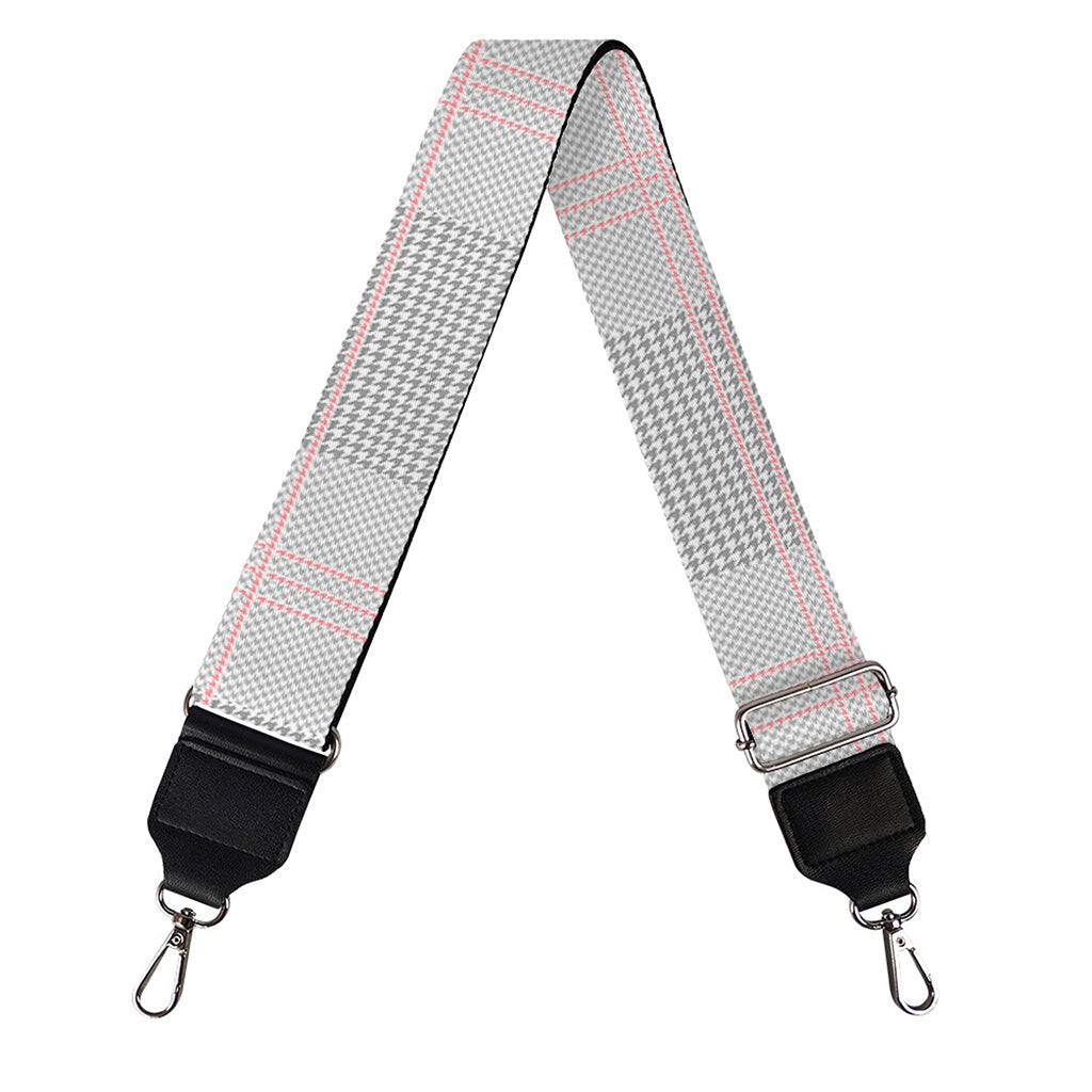 Grey Prince of Wales Check Print Bag Strap