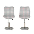 Grey Prince of Wales Check Print Bar Stool Covers