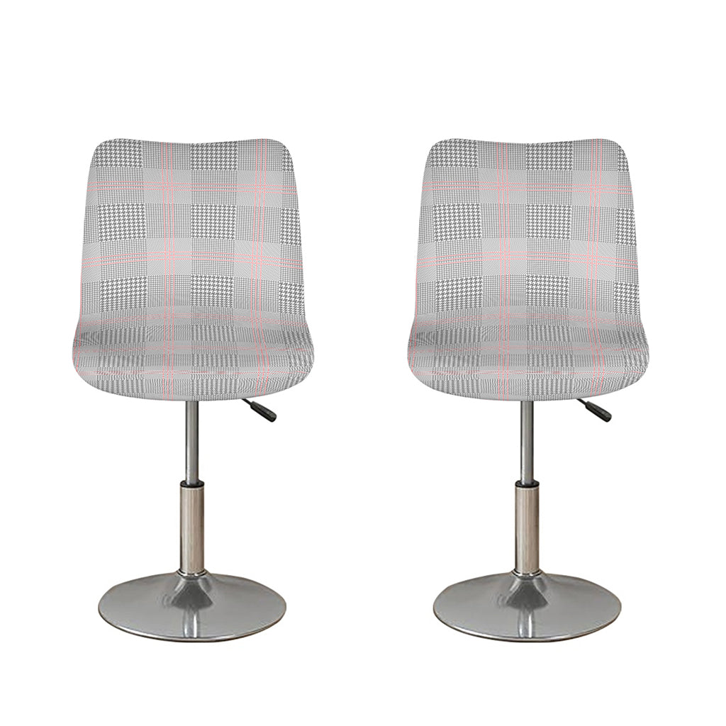 Grey Prince of Wales Check Print Bar Stool Covers