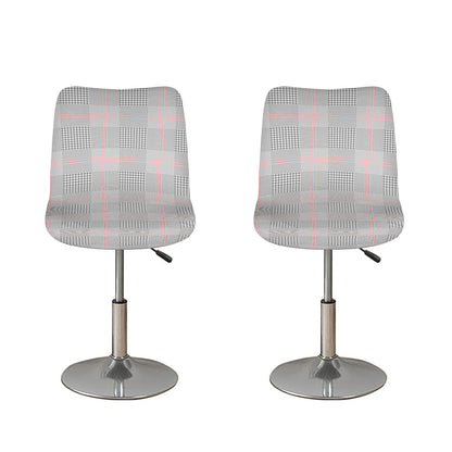 Grey Prince of Wales Check Print Bar Stool Covers
