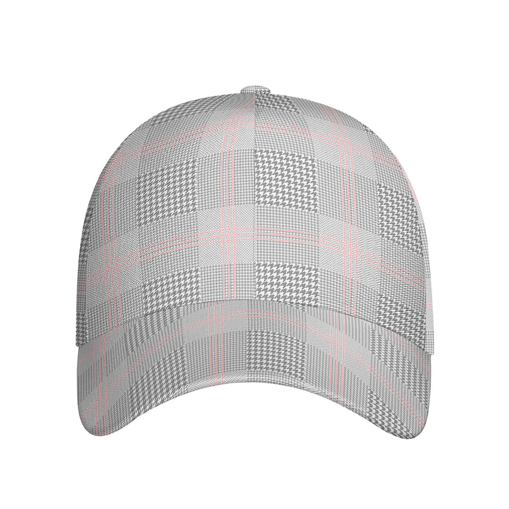 Grey Prince of Wales Check Print Baseball Cap