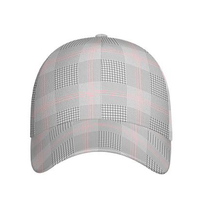 Grey Prince of Wales Check Print Baseball Cap