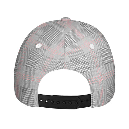 Grey Prince of Wales Check Print Baseball Cap